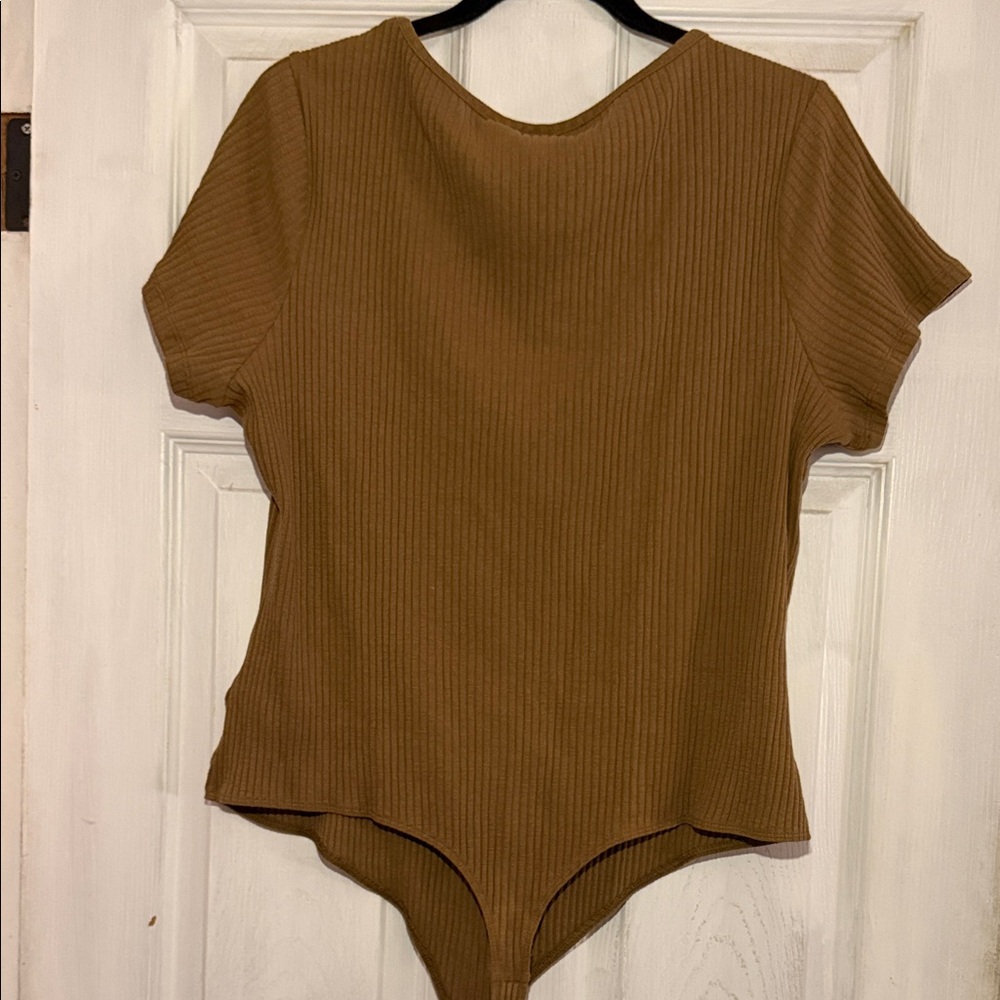 H&M Ribbed Short Sleeve Bodysuit - Brown - Picture 4 of 6